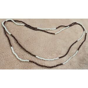 BUNDLE ONLY Vintage Brown White Seed Beads Cold Beaded Necklace 42 inch Long
